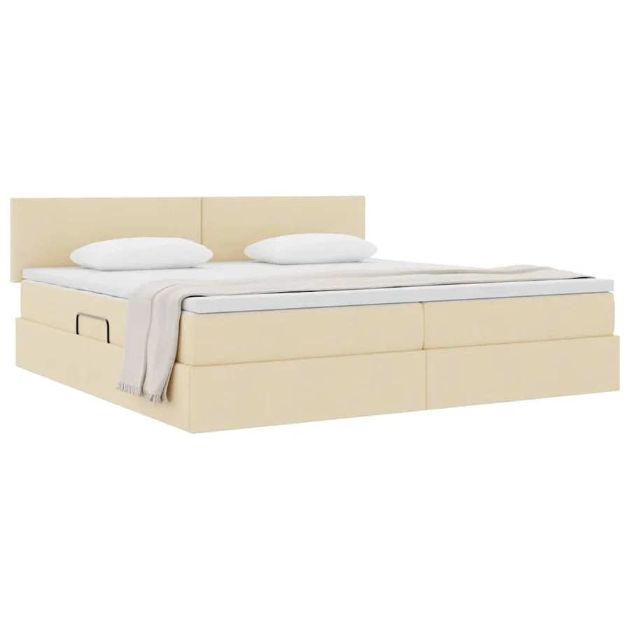 Lit avec rangement et matelas Crème 200 x 200 cm - 3