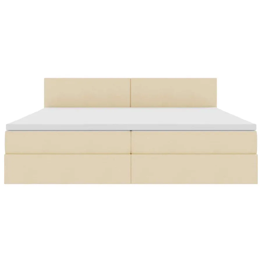 Lit avec rangement et matelas Crème 200 x 200 cm - 7