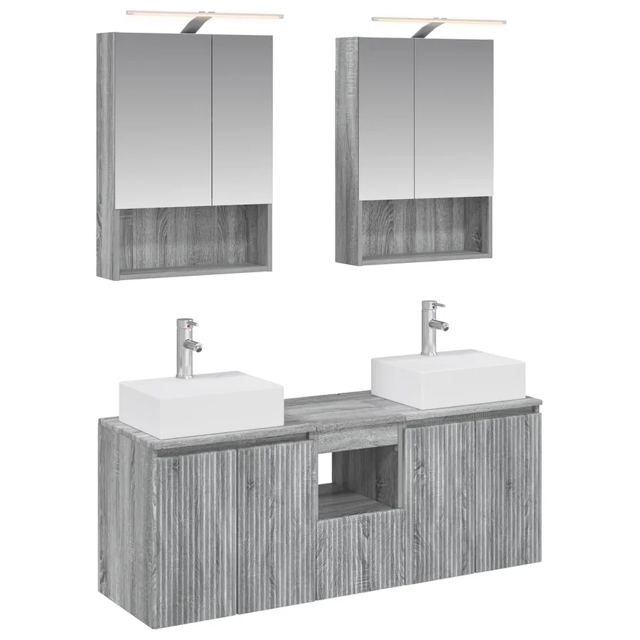 Ensemble d'armoire de salle de bain 5 pcs Sonoma gris - 2