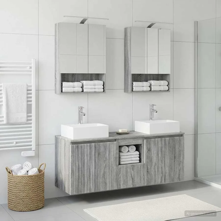Ensemble d'armoire de salle de bain 5 pcs Sonoma gris - 4