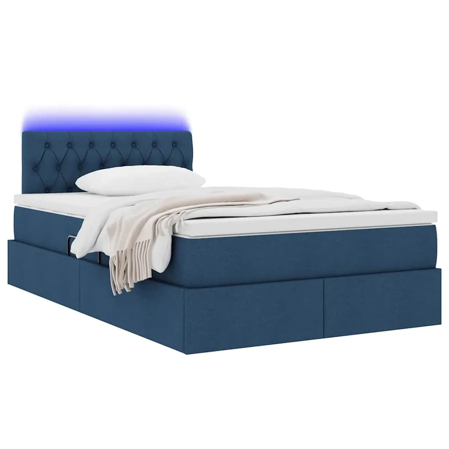 Lit de rangement LED avec matelas Bleu 120 x 190 cm Tissu - 3