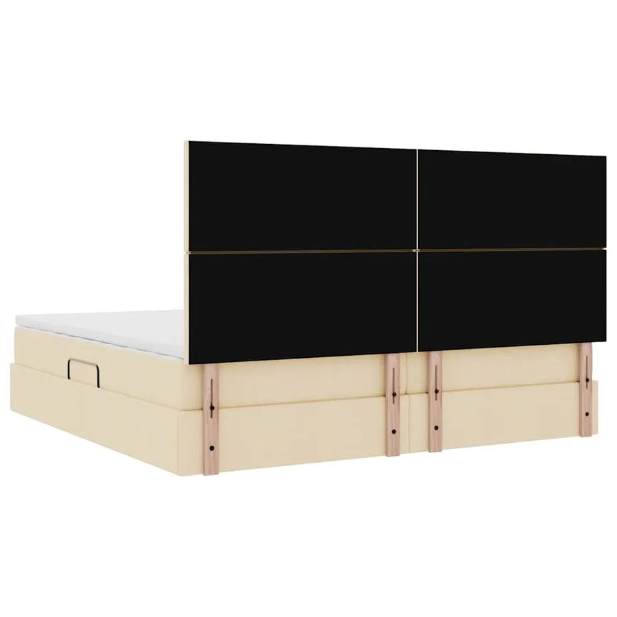 Lit de rangement LED avec matelas Crème 200 x 200 cm Tissu - 12