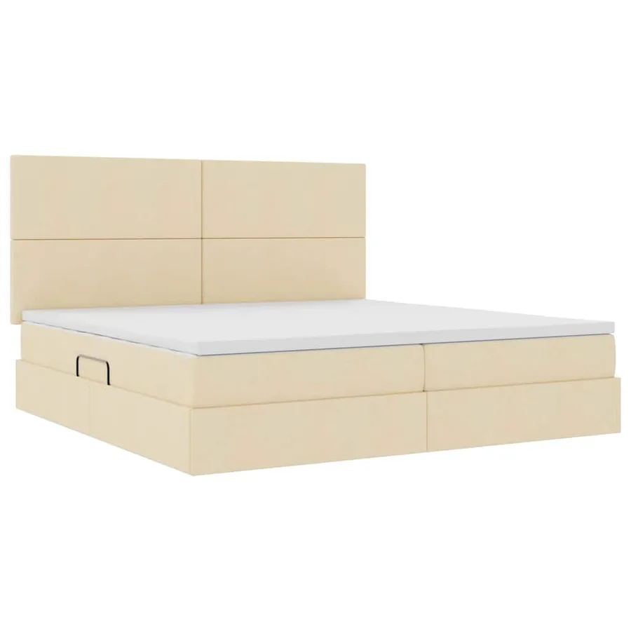 Lit de rangement LED avec matelas Crème 200 x 200 cm Tissu - 6