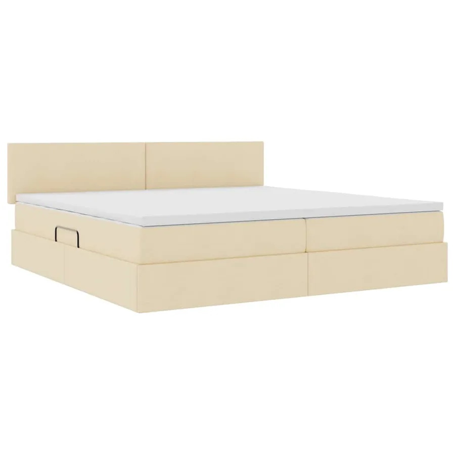 Lit de rangement LED avec matelas Crème 200 x 200 cm Tissu - 6