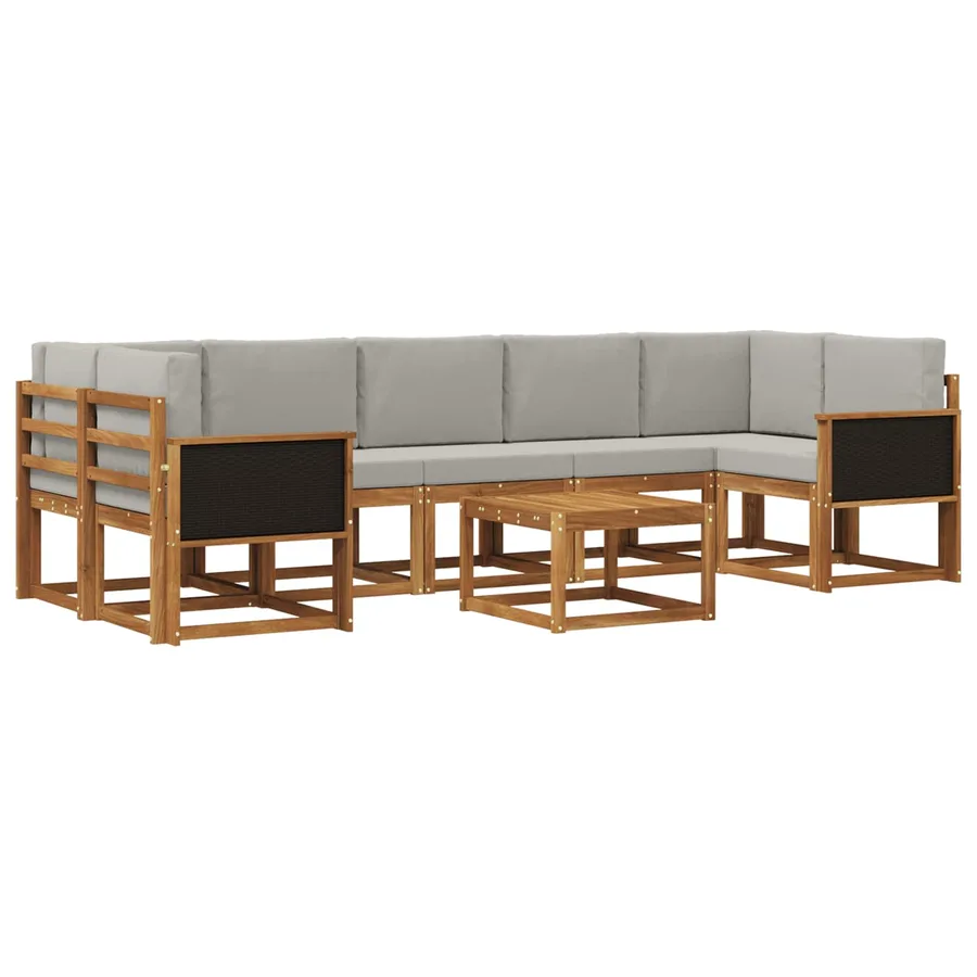 Ensemble de canapés d'extérieur 6 pcs Naturel et gris clair - 2