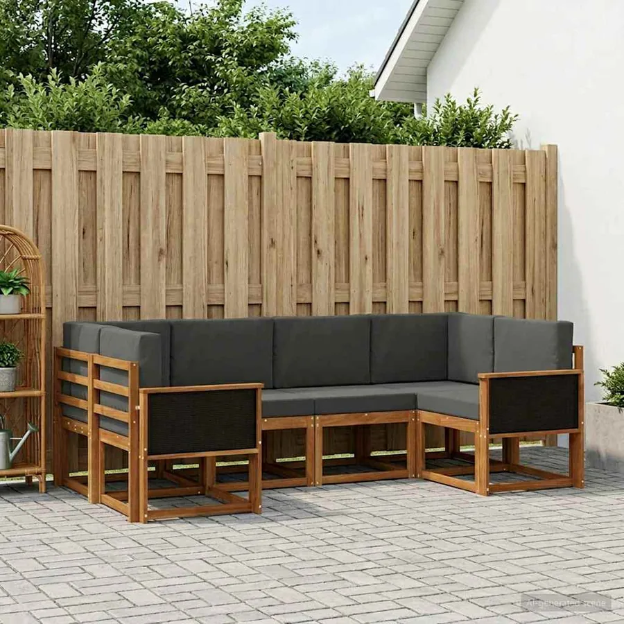 Ensemble de canapés d'extérieur 6 pcs Naturel et Anthracite