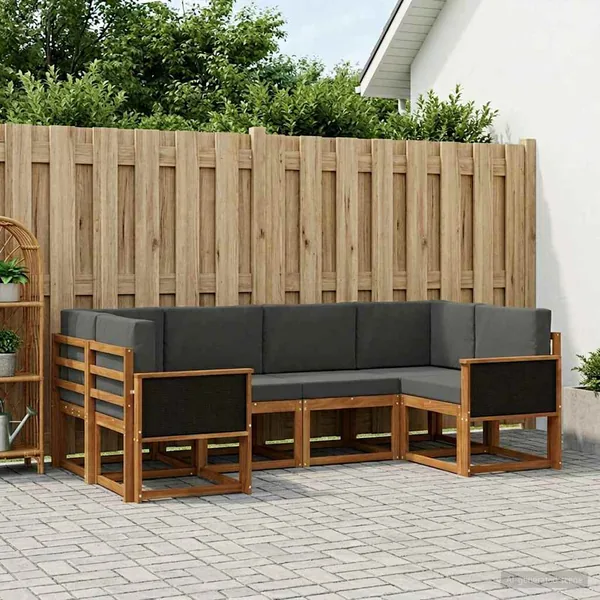 Ensemble de canapés d'extérieur 6 pcs Naturel et Anthracite