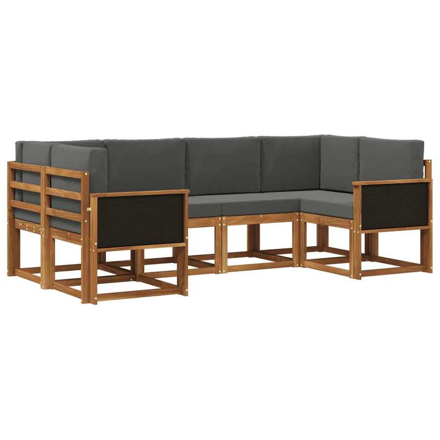 Ensemble de canapés d'extérieur 6 pcs Naturel et Anthracite - 2
