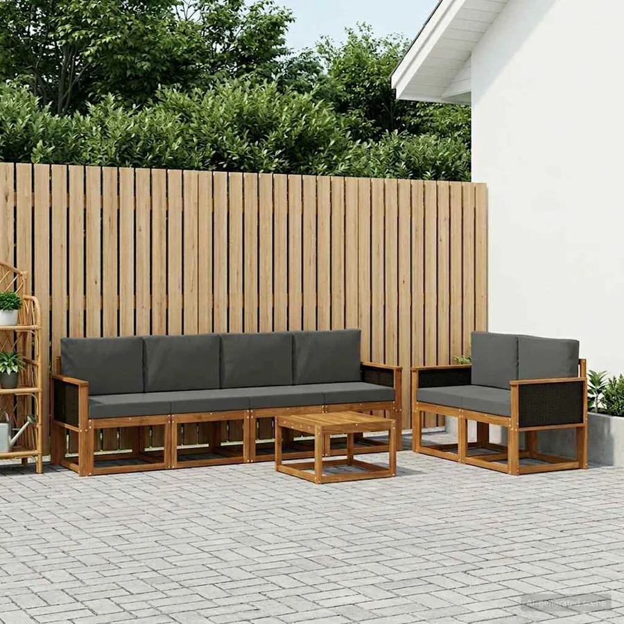 Ensemble de canapés d'extérieur 6 pcs Naturel et Anthracite