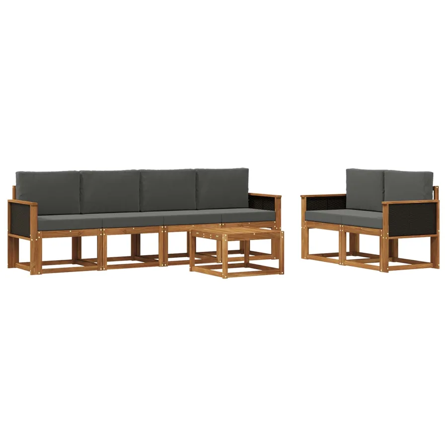Ensemble de canapés d'extérieur 6 pcs Naturel et Anthracite - 2