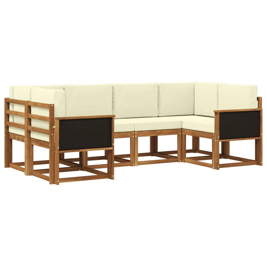 Ensemble de canapés d'extérieur 6 pcs Naturel et Crème - 2