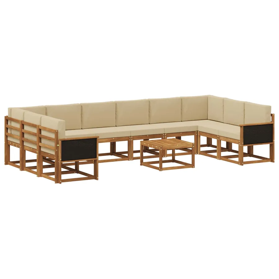 Ensemble de canapés d'extérieur 11 pcs Naturel et Beige - 2
