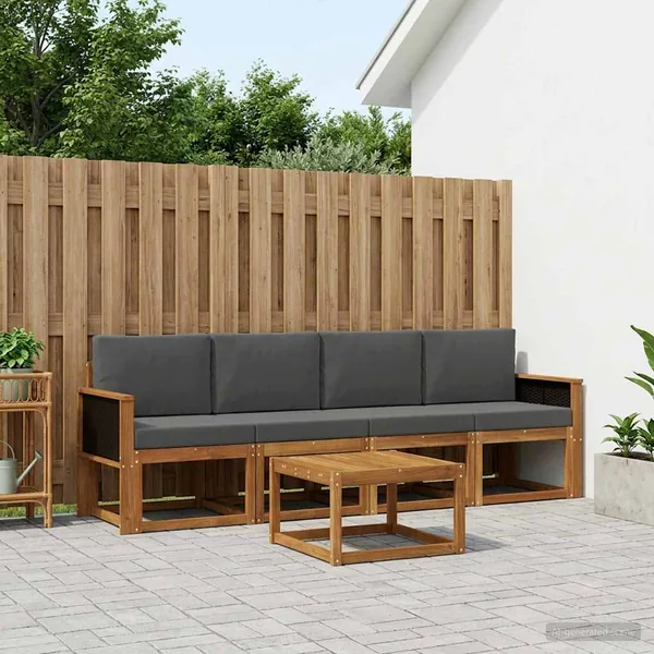 Ensemble de canapés d'extérieur 4 pcs Naturel et Anthracite