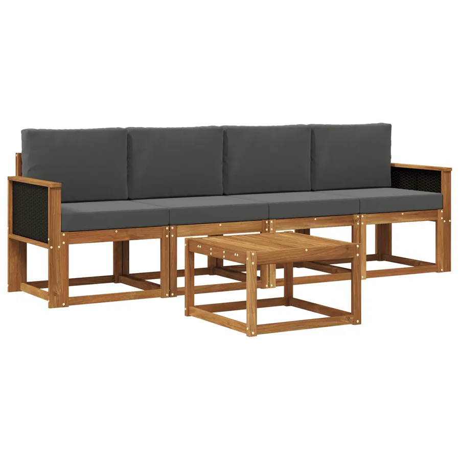 Ensemble de canapés d'extérieur 4 pcs Naturel et Anthracite - 2