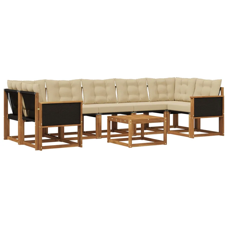 Ensemble de canapés d'extérieur 8 pcs Naturel et Beige - 2