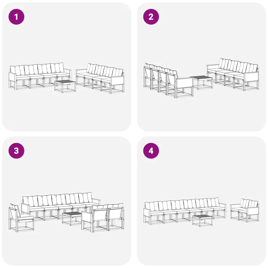 Ensemble de canapés d'extérieur 9 pcs Naturel et Crème - 7