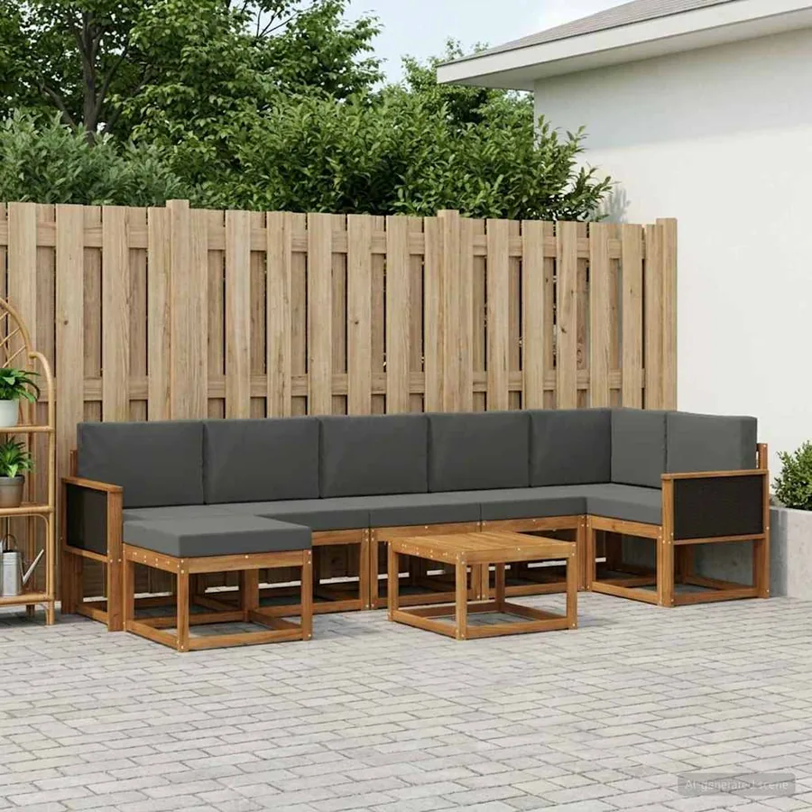Ensemble de canapés d'extérieur 8 pcs Naturel et Anthracite