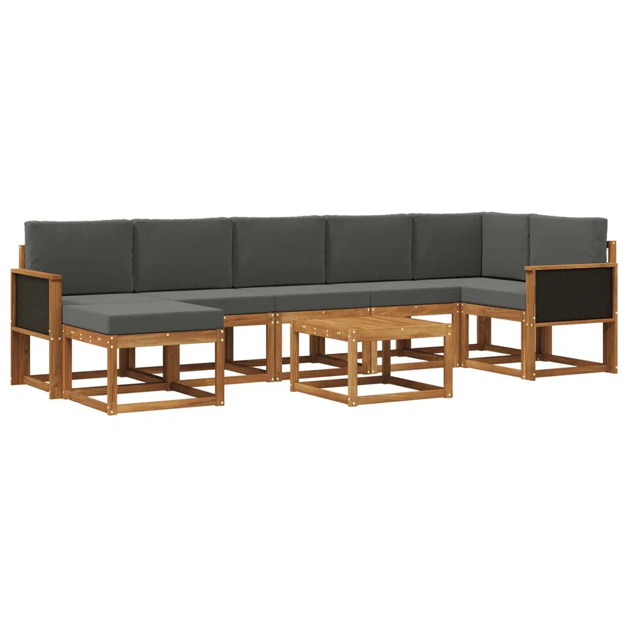 Ensemble de canapés d'extérieur 8 pcs Naturel et Anthracite - 2