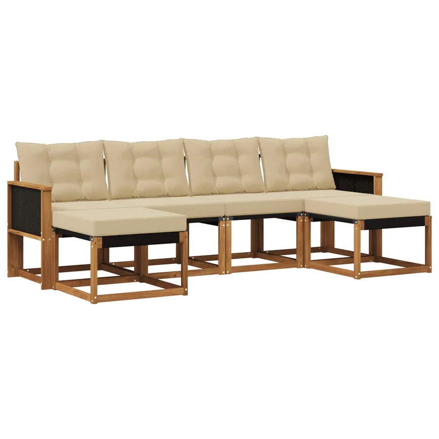 Ensemble de canapés d'extérieur 6 pcs Naturel et Beige - 2