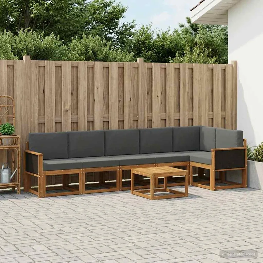 Ensemble de canapés d'extérieur 7 pcs Naturel et Anthracite