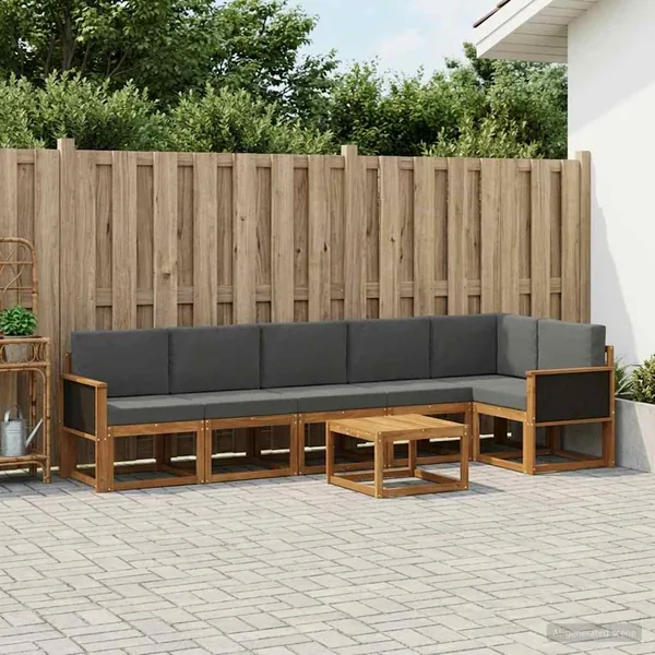 Ensemble de canapés d'extérieur 7 pcs Naturel et Anthracite