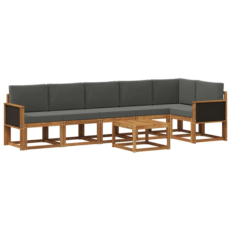 Ensemble de canapés d'extérieur 7 pcs Naturel et Anthracite - 2