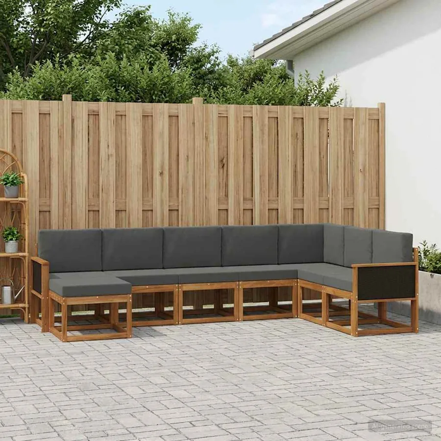 Ensemble de canapés d'extérieur 8 pcs Naturel et Anthracite
