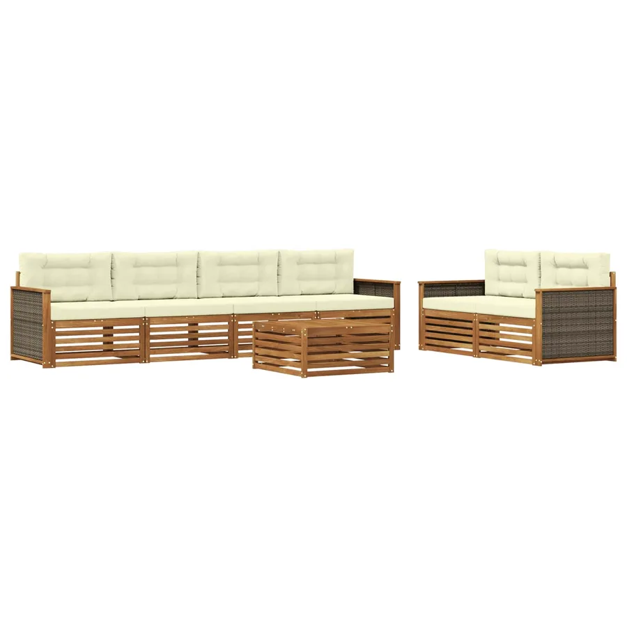 Ensemble de canapés d'extérieur 7 pcs Naturel et Crème - 2