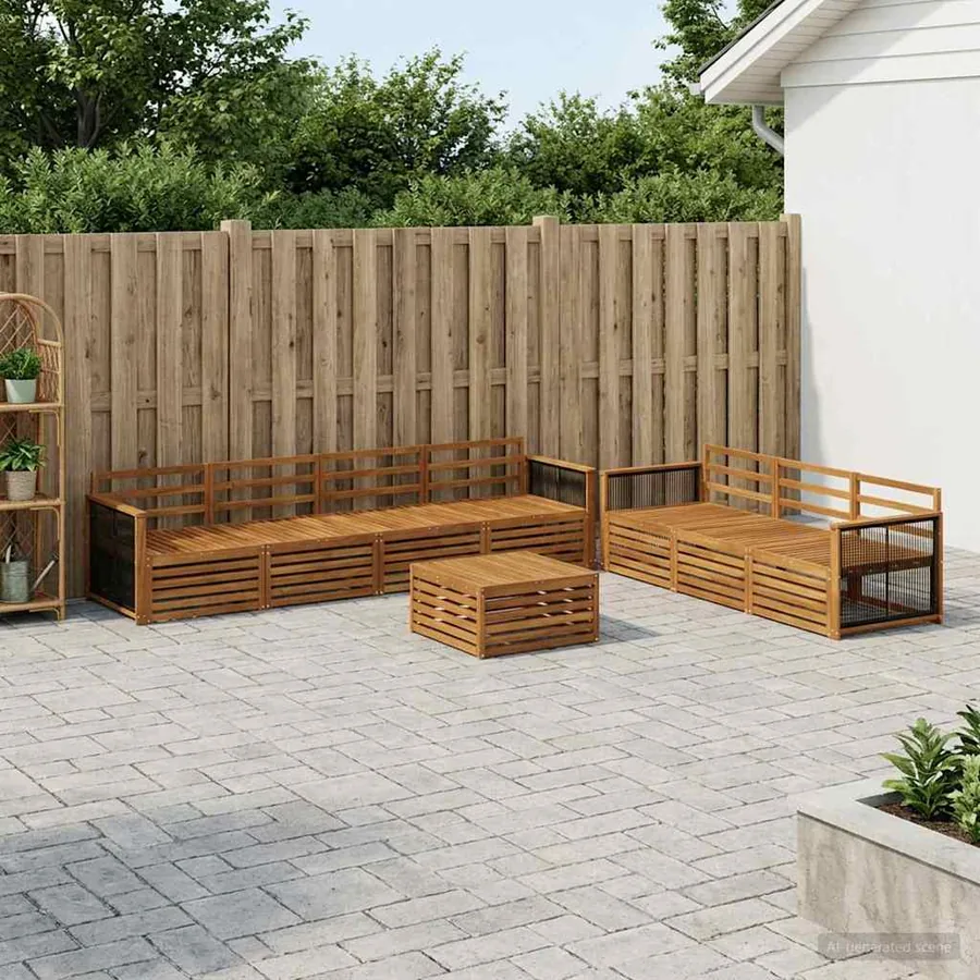 Ensemble de canapés d'extérieur 8 pcs Naturel