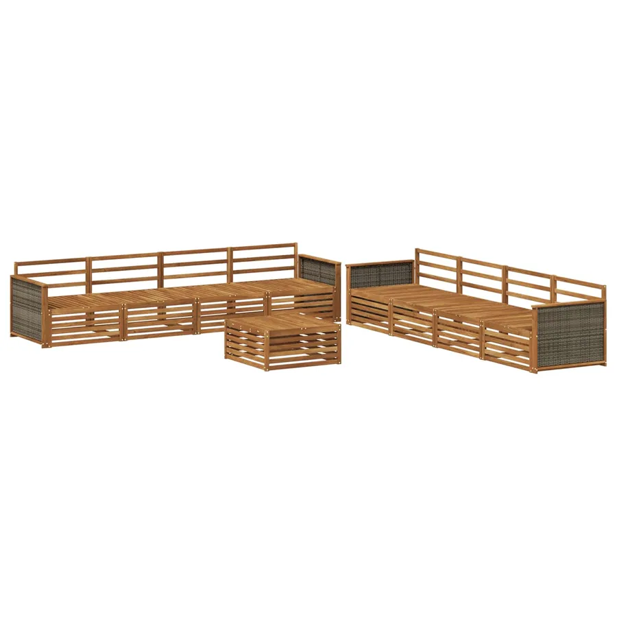 Ensemble de canapés d'extérieur 9 pcs Naturel - 2