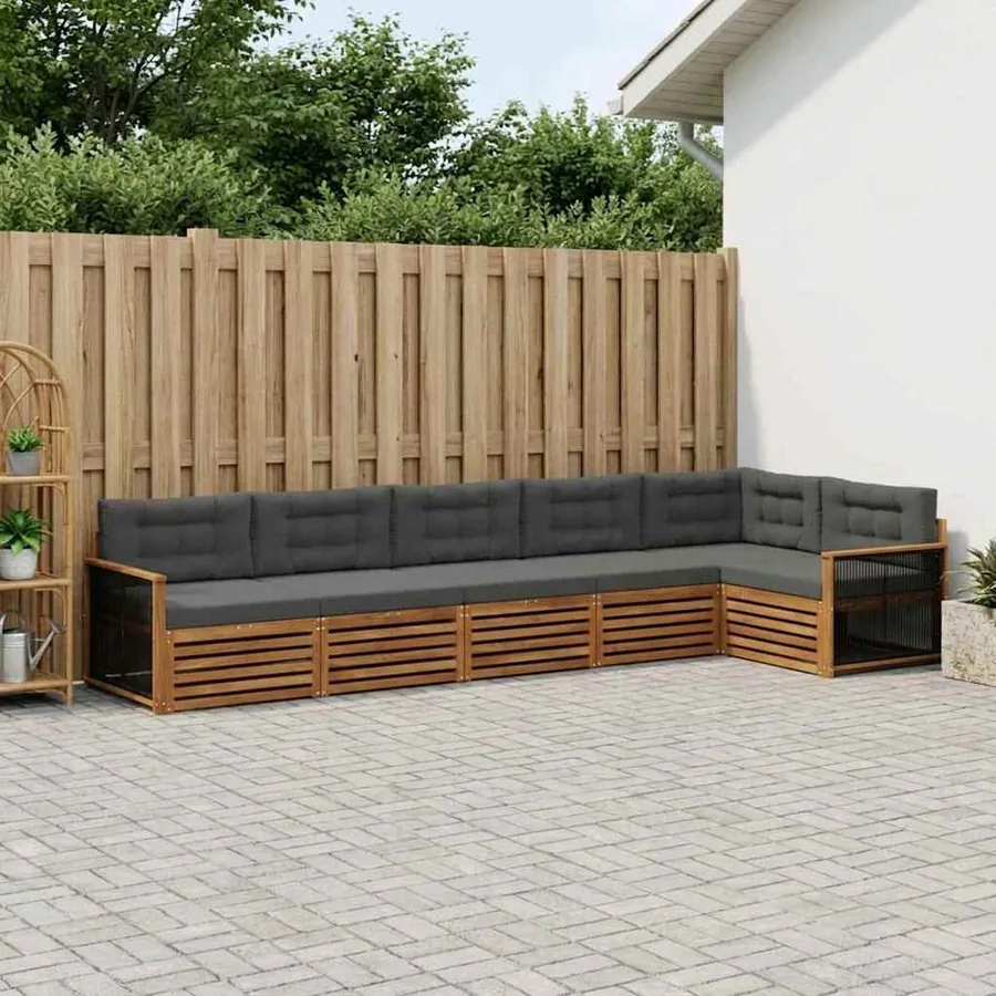 Ensemble de canapés d'extérieur 6 pcs Naturel et Anthracite