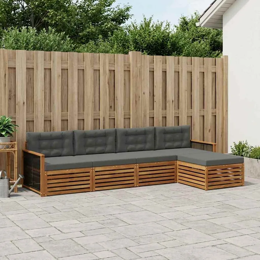 Ensemble de canapés d'extérieur 5 pcs Naturel et Anthracite