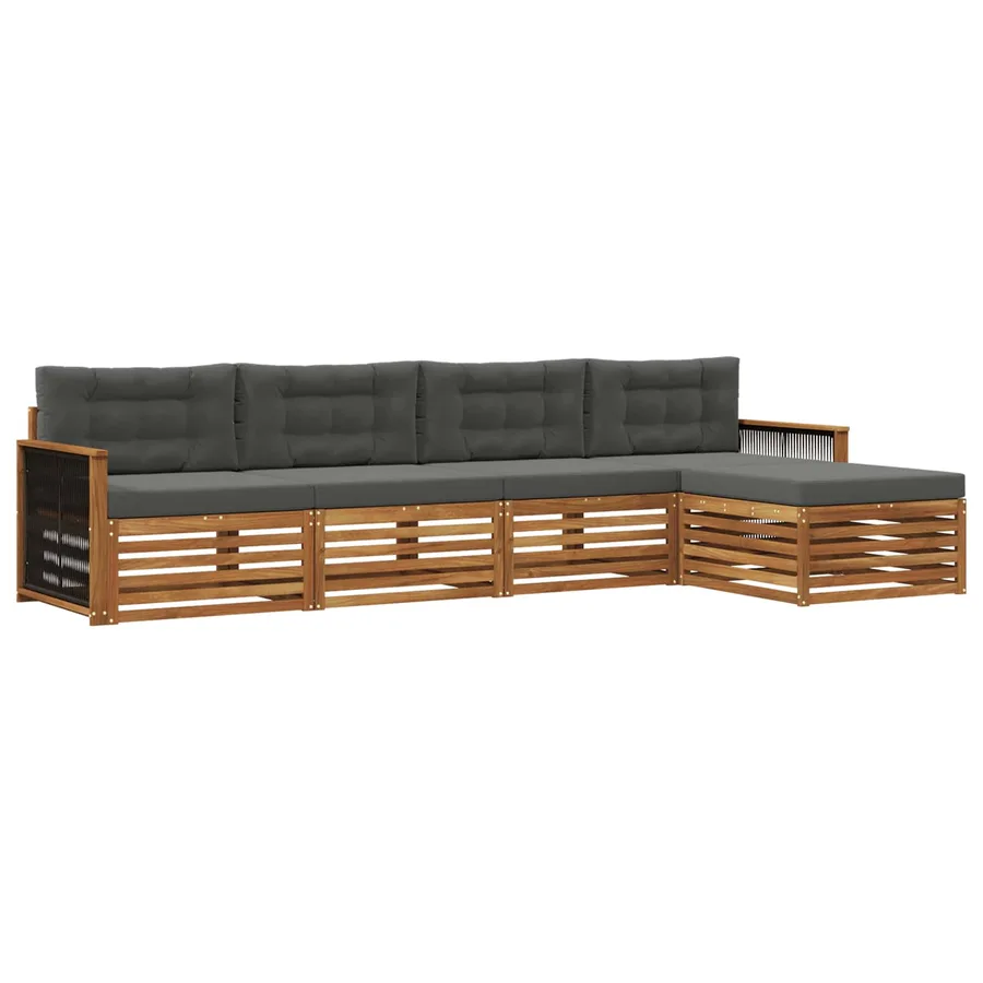 Ensemble de canapés d'extérieur 5 pcs Naturel et Anthracite - 2