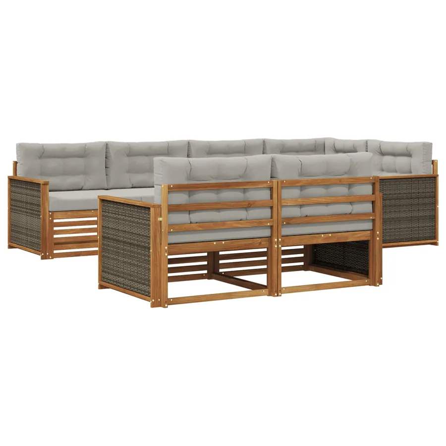 Ensemble de canapés d'extérieur 7 pcs Naturel et gris clair - 2