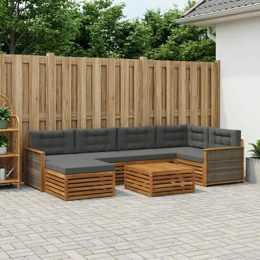 Ensemble de canapés d'extérieur 7 pcs Naturel et Anthracite