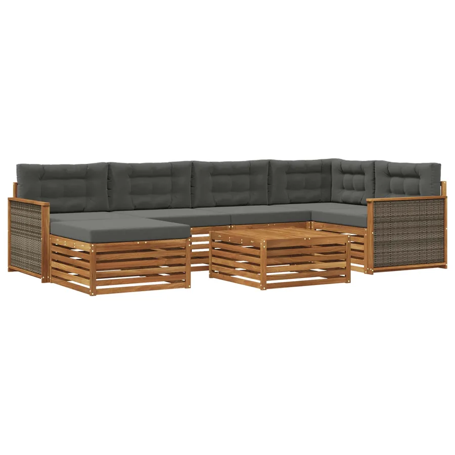 Ensemble de canapés d'extérieur 7 pcs Naturel et Anthracite - 2