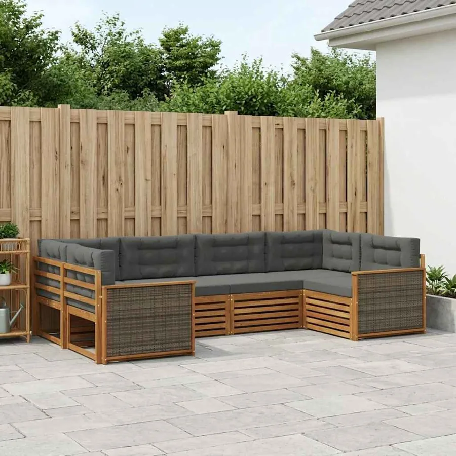 Ensemble de canapés d'extérieur 6 pcs Naturel et Anthracite