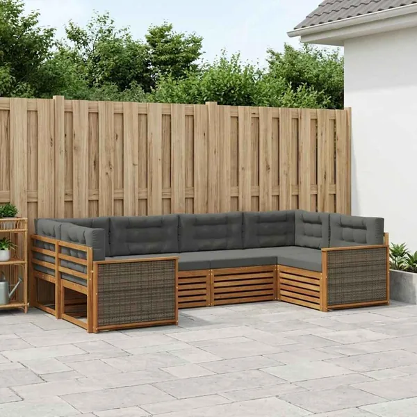 Ensemble de canapés d'extérieur 6 pcs Naturel et Anthracite