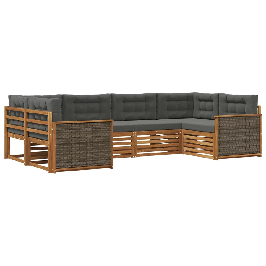 Ensemble de canapés d'extérieur 6 pcs Naturel et Anthracite - 2