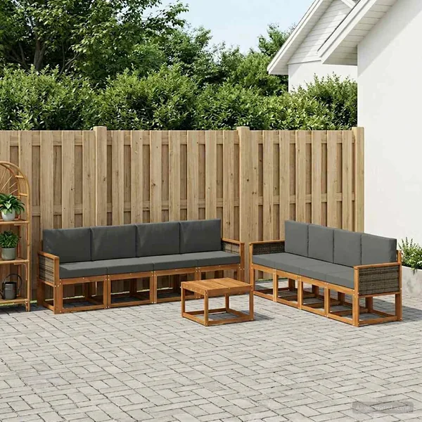 Ensemble de canapés d'extérieur 7 pcs Naturel et Anthracite