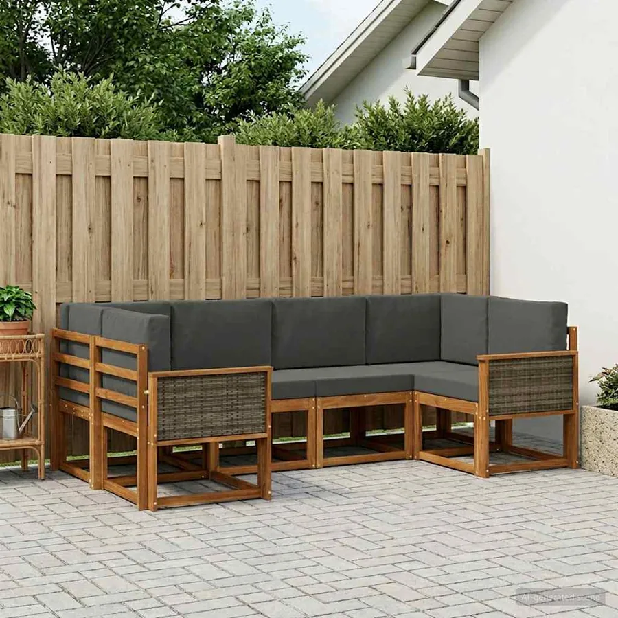 Ensemble de canapés d'extérieur 6 pcs Naturel et Anthracite