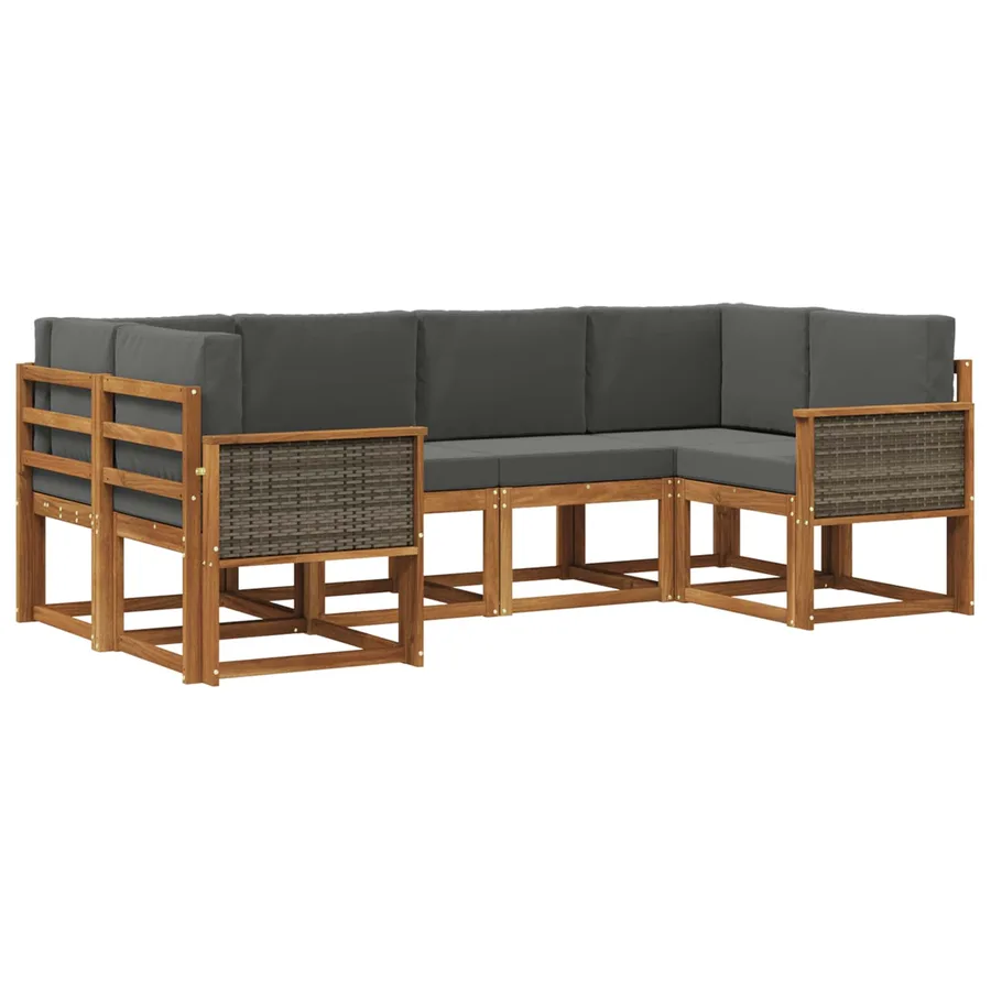 Ensemble de canapés d'extérieur 6 pcs Naturel et Anthracite - 2