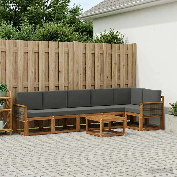 Ensemble de canapés d'extérieur 7 pcs Naturel et Anthracite