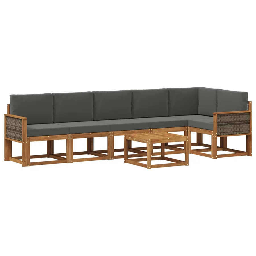 Ensemble de canapés d'extérieur 7 pcs Naturel et Anthracite - 2