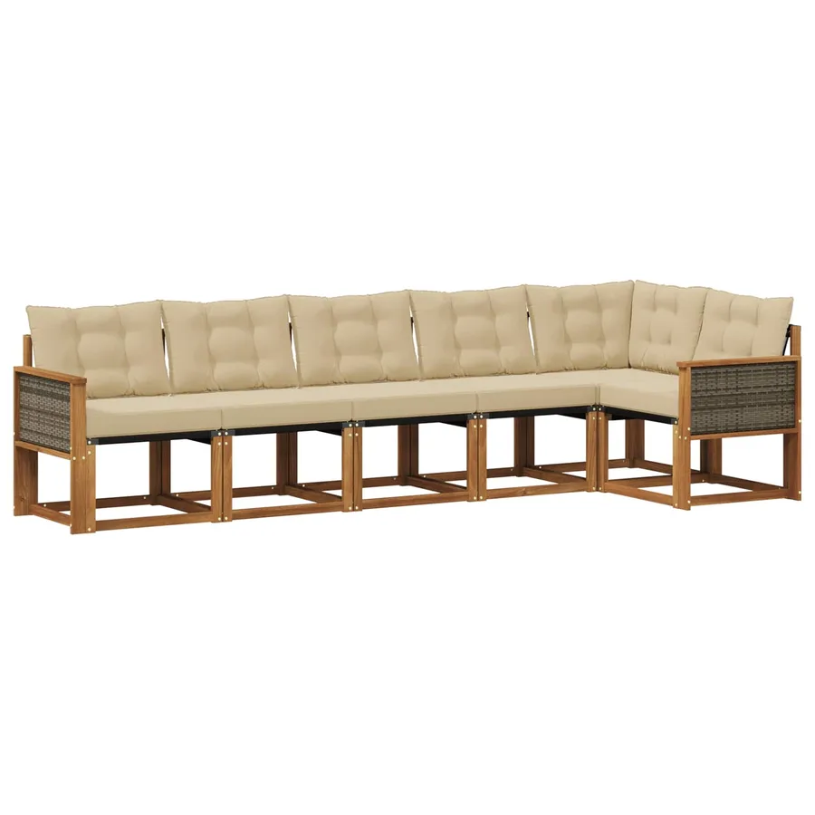 Ensemble de canapés d'extérieur 6 pcs Naturel et Beige - 2