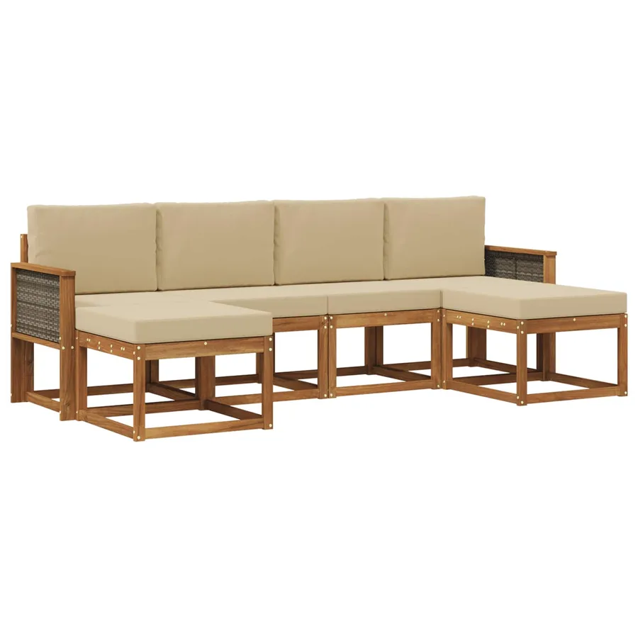 Ensemble de canapés d'extérieur 6 pcs Naturel et Beige - 2