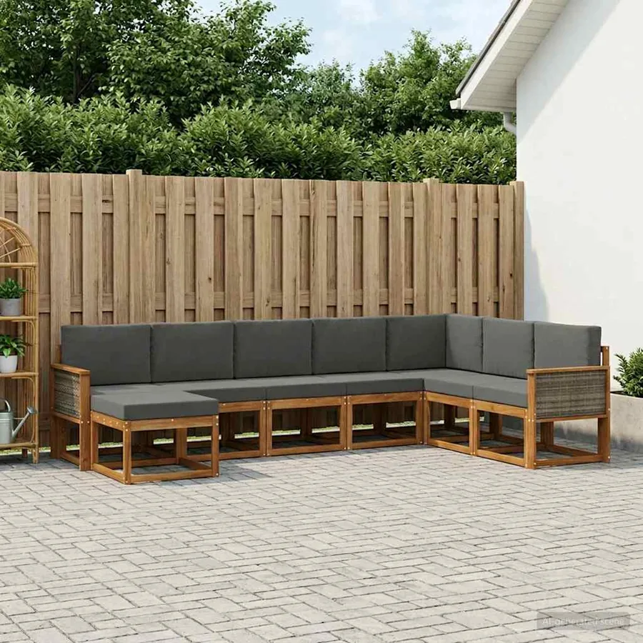Ensemble de canapés d'extérieur 8 pcs Naturel et Anthracite