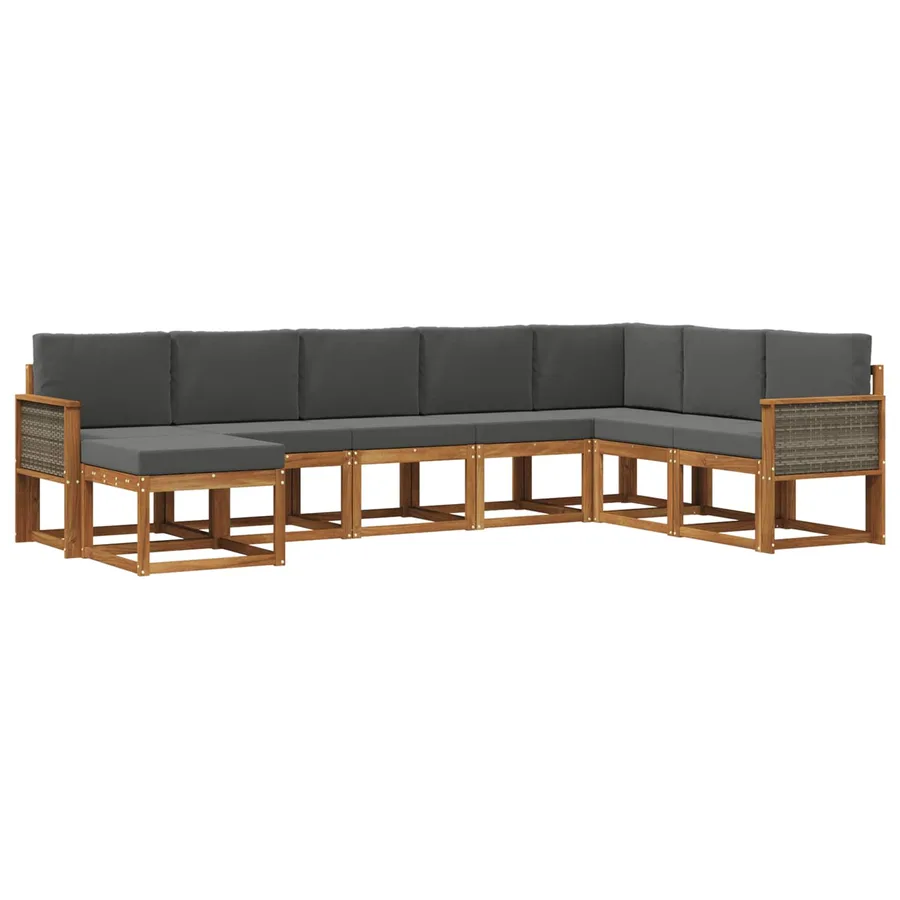 Ensemble de canapés d'extérieur 8 pcs Naturel et Anthracite - 2