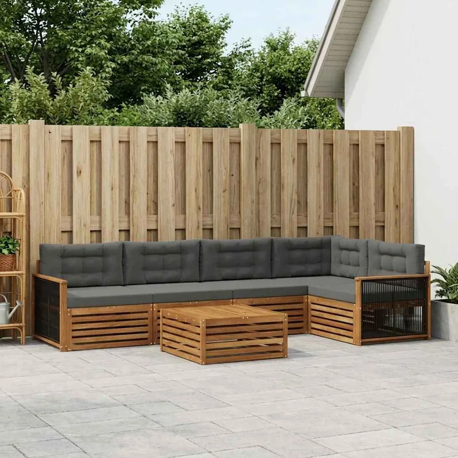 Ensemble de canapés d'extérieur 6 pcs Naturel et Anthracite