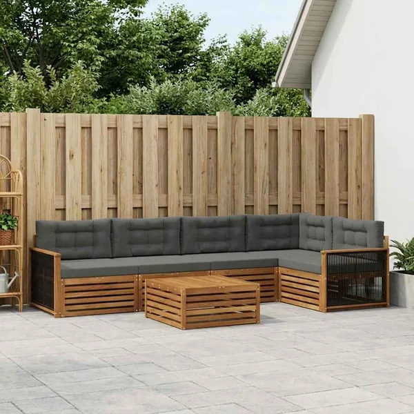 Ensemble de canapés d'extérieur 6 pcs Naturel et Anthracite